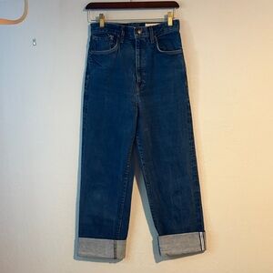 imogene + willie Dark Blue High-Rise Straight Jeans